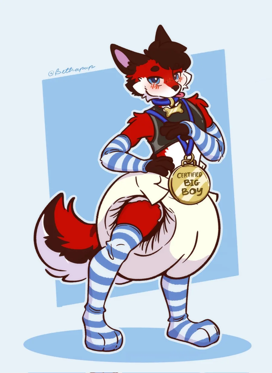 Certified Big Boy — full body character illustration with novelty medal